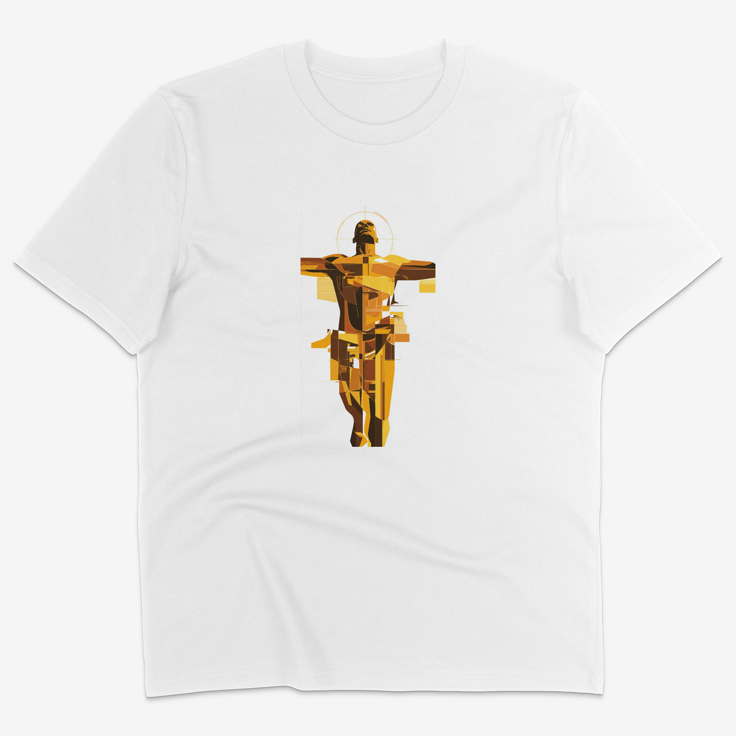 Flatlay of Lucenza body t-shirt in white-with artistic graphic