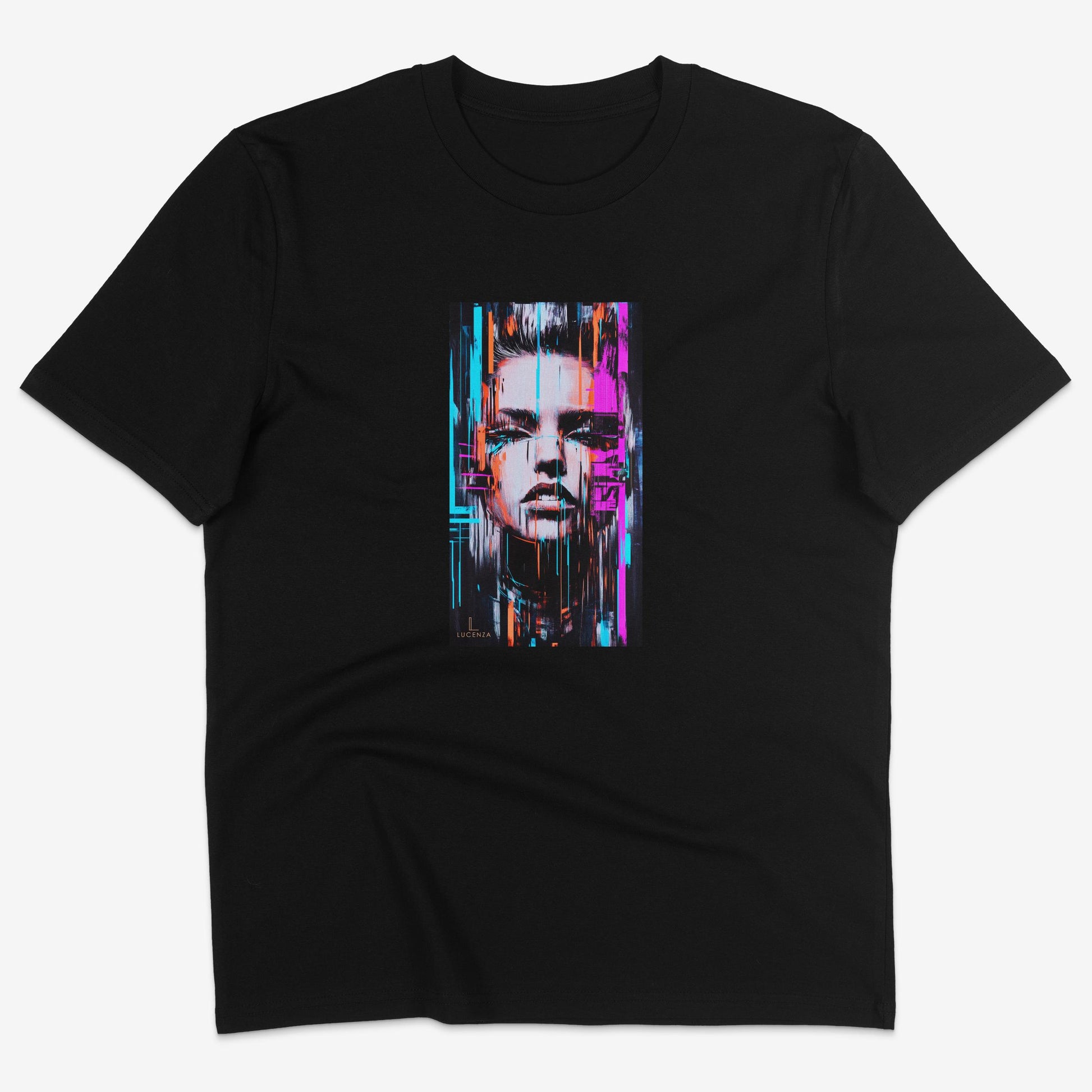 Flatlay of Lucenza Chaos 3.0 t-shirt in black—urban streetwear with unapologetic attitude