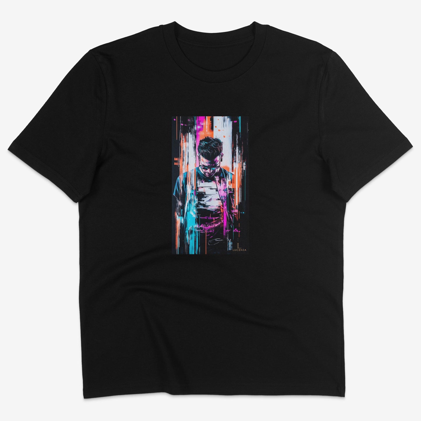 Flatlay of Lucenza Chaos 6.0 t-shirt in black—urban streetwear with unapologetic attitude