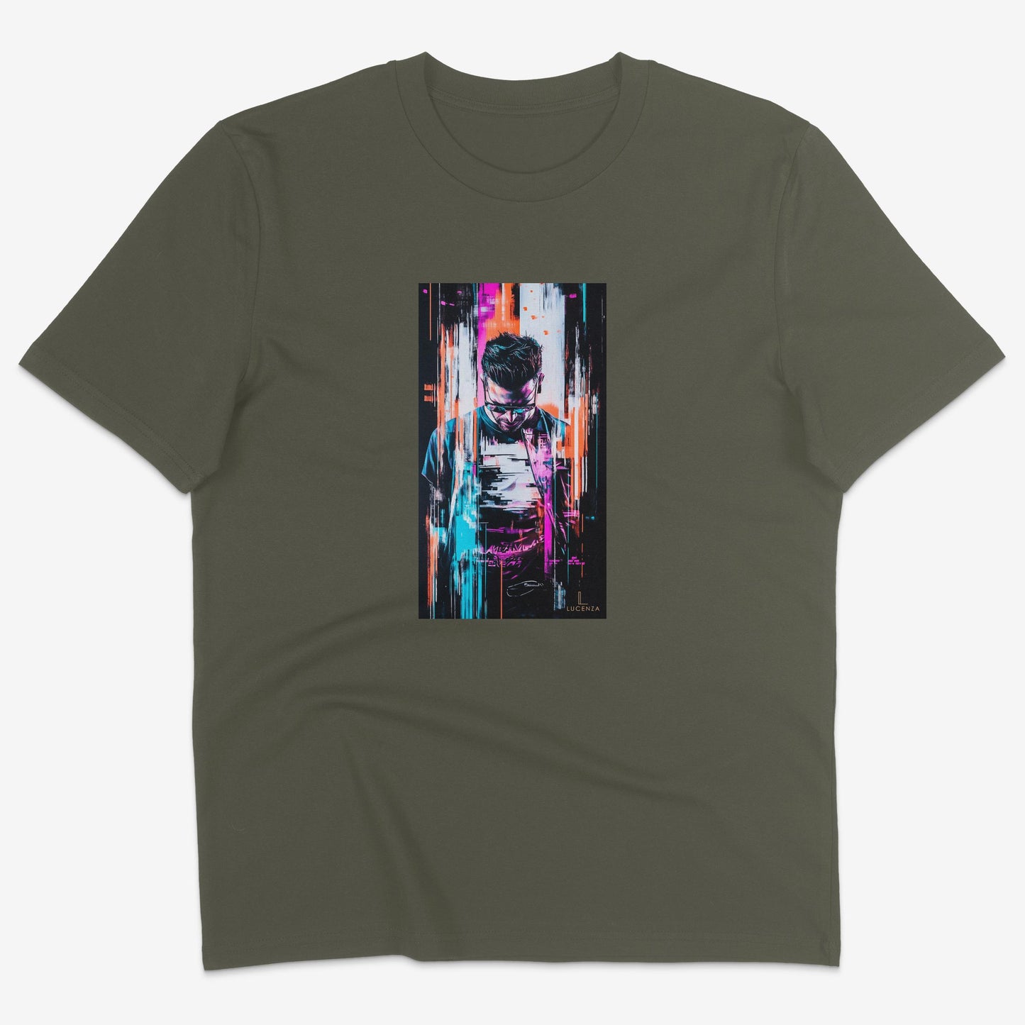 Flatlay of Lucenza Chaos 6.0 t-shirt in khaki—urban streetwear with unapologetic attitude