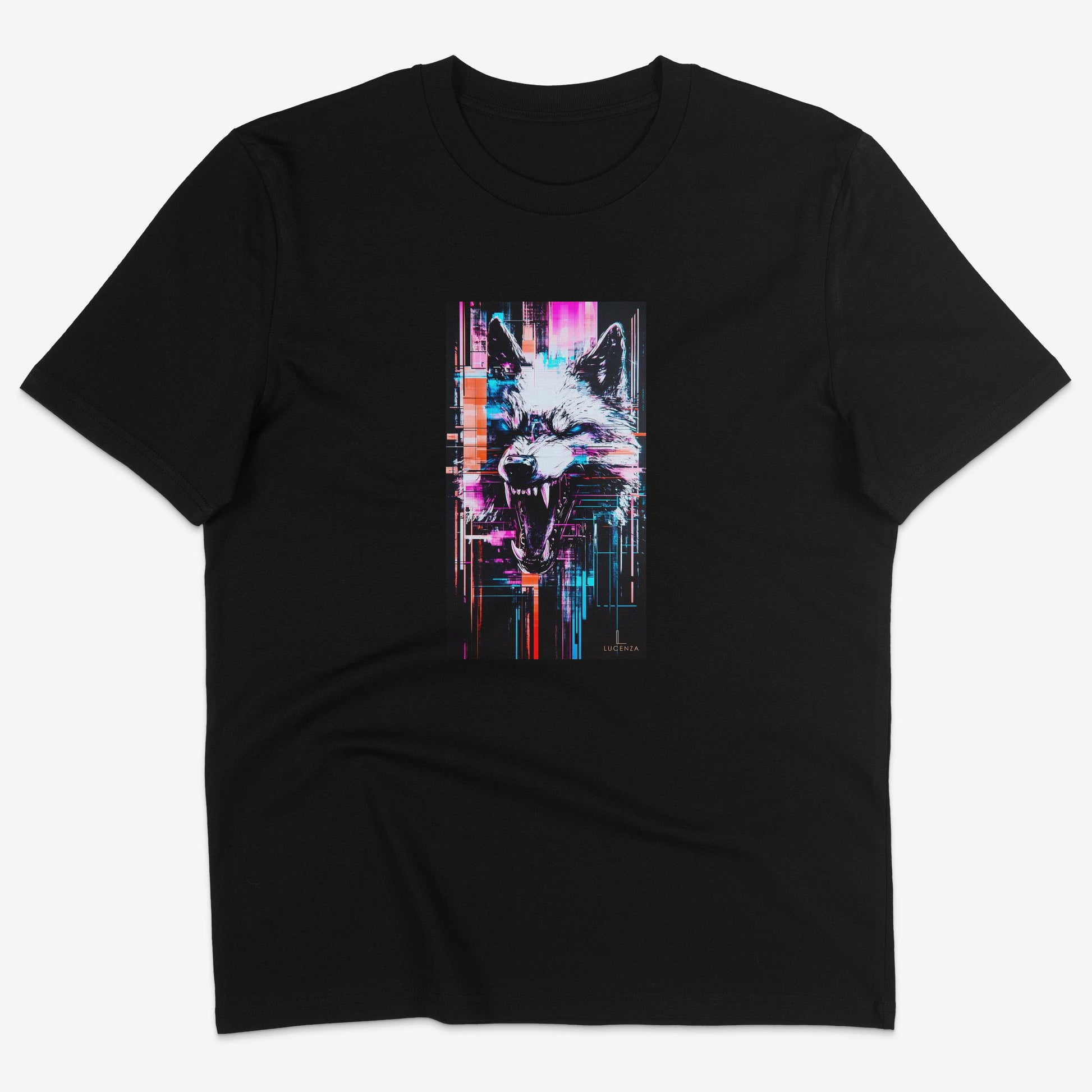 Flatlay of Lucenza Chaos 7.0 t-shirt in black—urban streetwear with unapologetic attitude