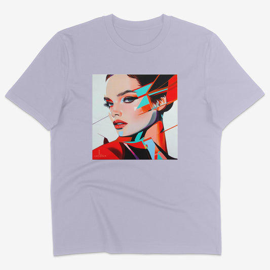 Flatlay of Lucenza Edge 2.0 t-shirt in lavender—showcasing disruptive streetwear