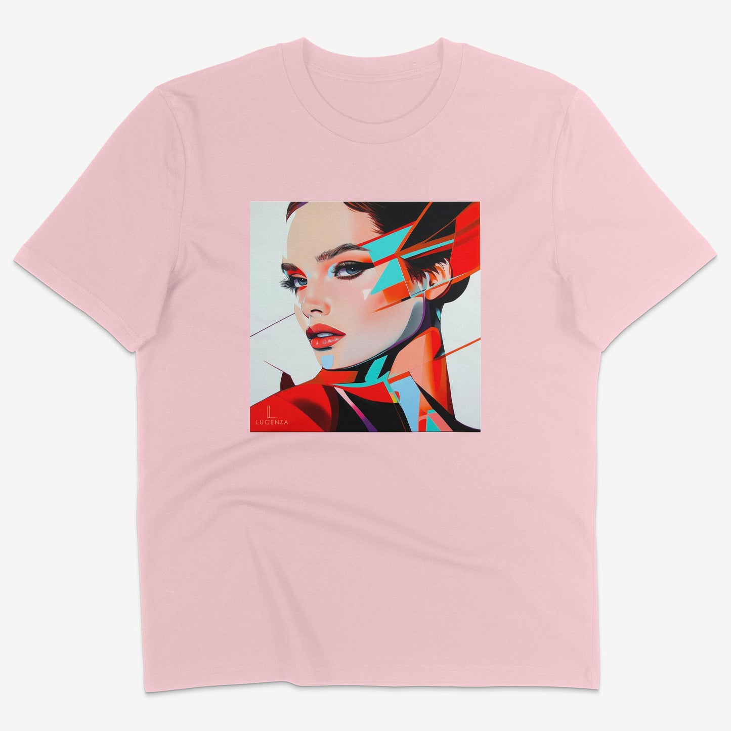 Flatlay of Lucenza Edge 2.0 t-shirt in pink—showcasing disruptive streetwear