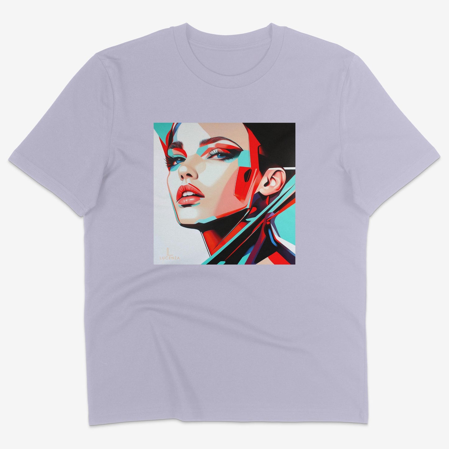 Flatlay of Lucenza Edge 3.0 t-shirt in lavender-showcasing disruptive streetwear
