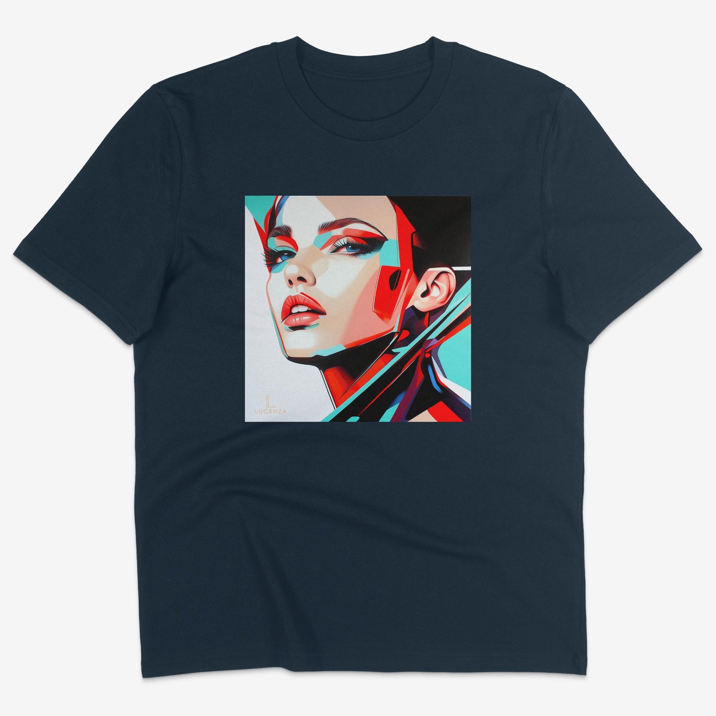 Flatlay of Lucenza Edge 3.0 t-shirt in navy—showcasing disruptive streetwear