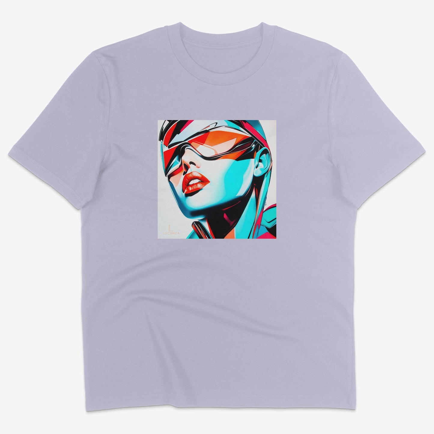 Flatlay of Lucenza Edge 4.0 t-shirt in lavender-showcasing disruptive streetwear