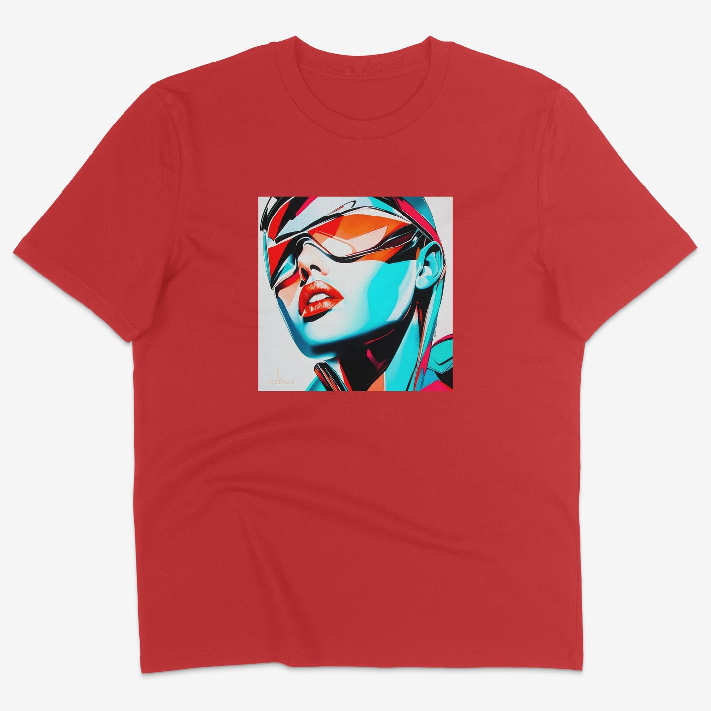 Flatlay of Lucenza Edge 4.0 t-shirt in red-showcasing disruptive streetwear
