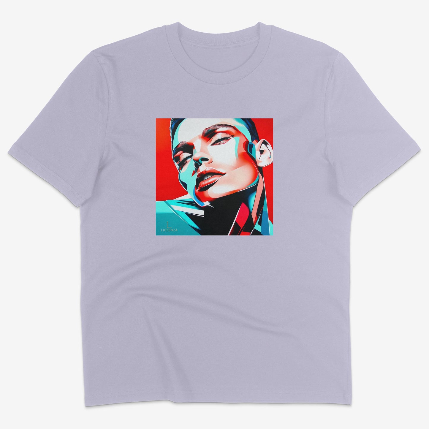 Flatlay of Lucenza Edge 5.0 t-shirt in lavender-showcasing disruptive streetwear