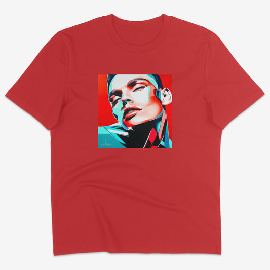 Flatlay of Lucenza Edge 5.0 t-shirt in red-showcasing disruptive streetwear