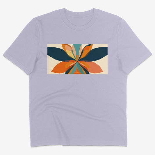 Flatlay of Lucenza Fiore 4.0 t-shirt in lavender-with flower graphic